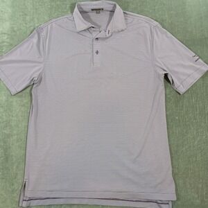 Peter Millar Summer Comfort Men's Medium Purple Stripe Golf Polo Shirt‎